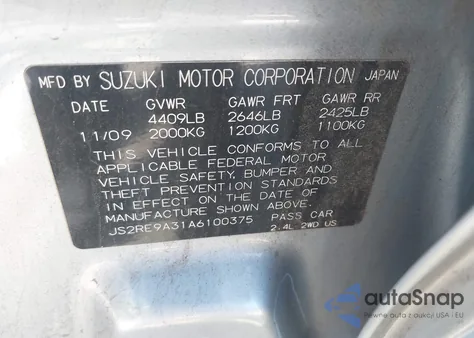 2010 Suzuki Kizashi Se из США, поврежденный, VIN JS2RE9A31A6100375